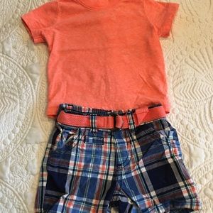 Perfect Easter outfit! ON plaid shorts & tee 3-6M